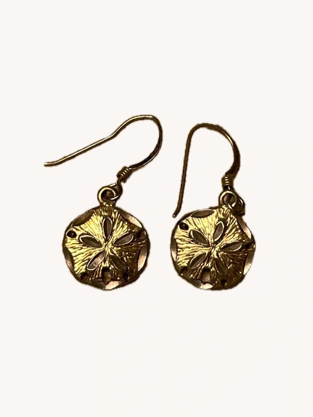 Gold Color Sand Dollar Dangle Earrings - Women's Jewelry